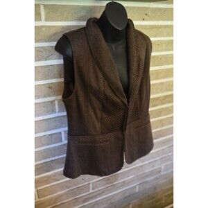 Coldwater Creek Womens Sweater patchwork Vest M Size 10-12 Brown Knit